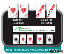 牌面T-9-8-6，对手下注，AT击中顶对又听同花怎么